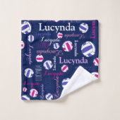 Netballen sporten roze blauwe witte douanenaam bad handdoek (Wasdoekje)