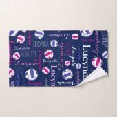 Netballen sporten roze blauwe witte douanenaam bad handdoek (Handdoek)