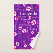 Netballen sporten roze paarse witte douanenaam bad handdoek (Handdoek)