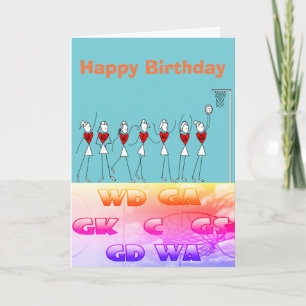 Netballers met het thema Happy Birthday Kaart