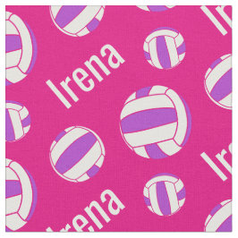 Netballs wit paarse naam sport roze patroon stof