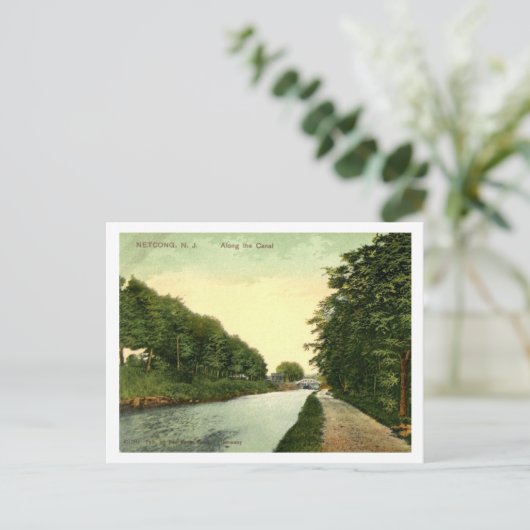Netcong NJ, langs het Morris kanaal,  stijl Briefkaart (Staand voorkant)
