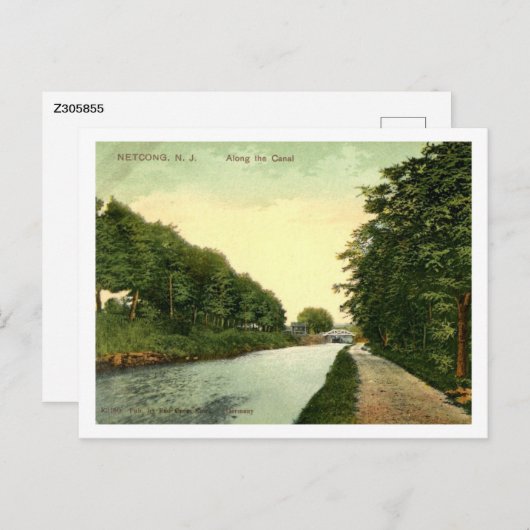 Netcong NJ, langs het Morris kanaal,  stijl Briefkaart (Voorkant / Achterkant)