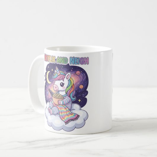 Netflix en Neigh Unicorn Cartoon Koffiemok (Voorkant links)