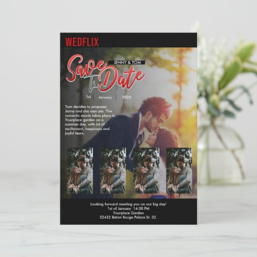  Netflix geïnspireerde bruiloft Kaart (Staand voorkant)