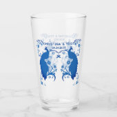 Netgehuwde Elegante Blauwe Pauw Pintglas Glas (Voorkant)