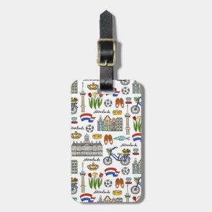 Netherland Doodle Pattern Bagagelabel