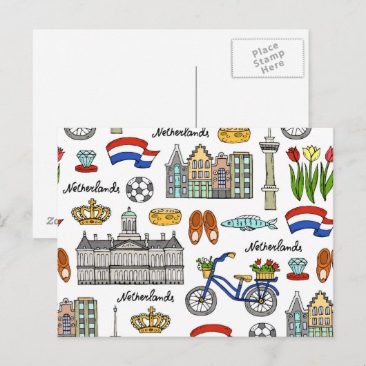 Netherland Doodle Pattern Briefkaart (Voorkant / Achterkant)