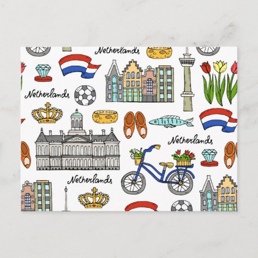 Netherland Doodle Pattern Briefkaart (Voorkant)