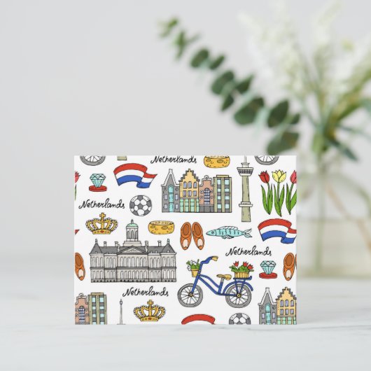 Netherland Doodle Pattern Briefkaart (Staand voorkant)
