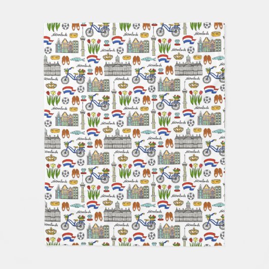 Netherland Doodle Pattern Fleece Deken (Voorkant)