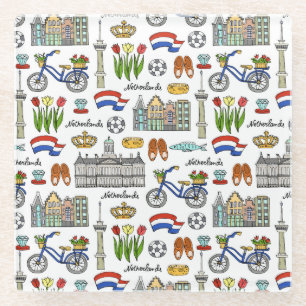 Netherland Doodle Pattern Glazen Onderzetter