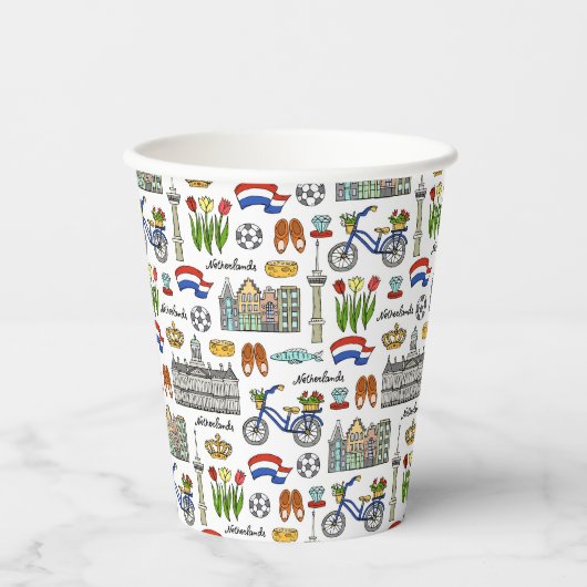 Netherland Doodle Pattern Papieren Bekers (Voorkant)