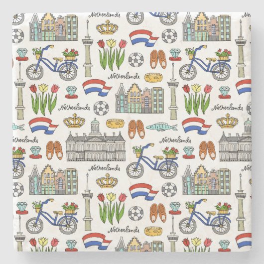 Netherland Doodle Pattern Stenen Onderzetter (Voorkant)