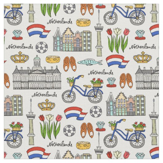 Netherland Doodle Pattern Stof (Close Up)