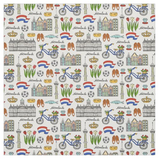 Netherland Doodle Pattern Stof (Swatch)