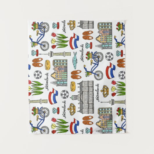 Netherland Doodle Pattern Wandkleed (Voorkant)