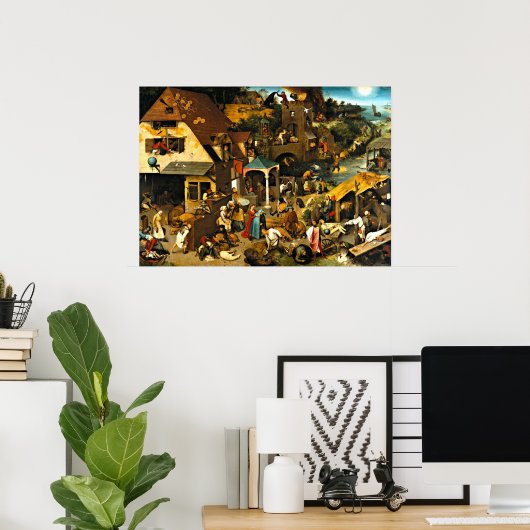 Netherlandish Proverbs, schilderij van Pieter Brue Poster (Thuiskantoor)