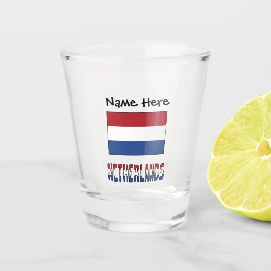 Netherlands and Netherlander Flag with Your Name Shot Glas (Voorkant)