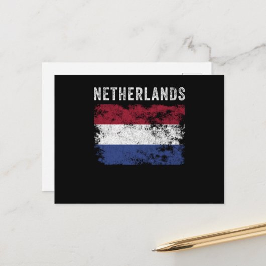 Netherlands Flag Distressed - Dutch Flag Briefkaart (Voorkant / Achterkant in situ)