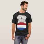 Netherlands Flag Maltese Dog In Pocket T-shirt (Voorkant volledig)