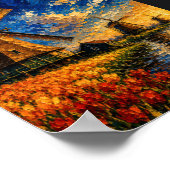 Netherlands: Golden Sunset Windmill Art Souvenir Poster (Hoek)