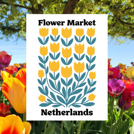 Netherlands Holland Flower Market Yellow Tulip Briefkaart