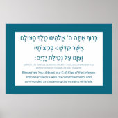 Netilat Yadayim Hebreeuwse handwasmachine Blauwgro Poster (Voorkant)