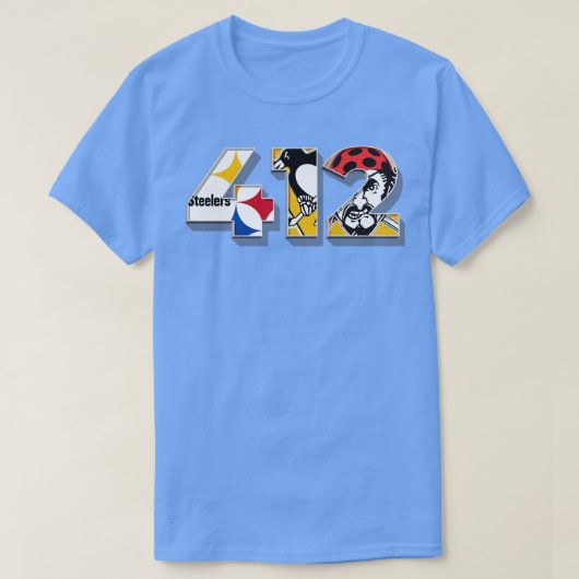 Netnummer 412 Sportteams voor Pittsburgh T-shirt (Design voorkant)