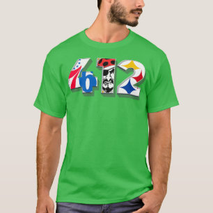 Netnummer 412 v2 Sports Teams voor Pittsburgh T-shirt