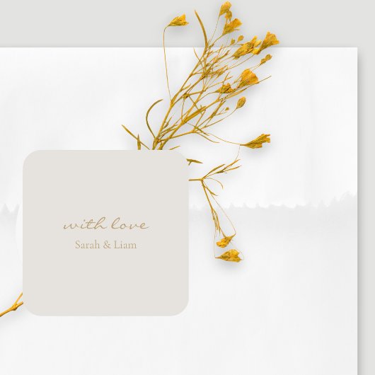 Netral chic met liefde cadeau gunst bruiloft Stick Vierkante Sticker