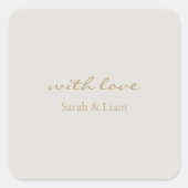 Netral chic met liefde cadeau gunst bruiloft Stick Vierkante Sticker (Voorkant)