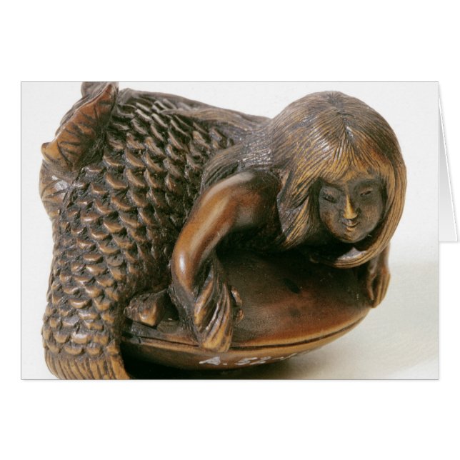 Netsuke, gekaard in de vorm van een zeemeermin (Voorkant Horizontaal)