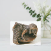 Netsuke, gekaard in de vorm van een zeemeermin briefkaart (Staand voorkant)