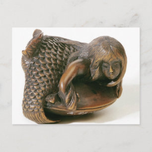 Netsuke, gekaard in de vorm van een zeemeermin briefkaart