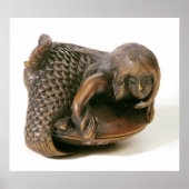 Netsuke, gekaard in de vorm van een zeemeermin poster (Voorkant)