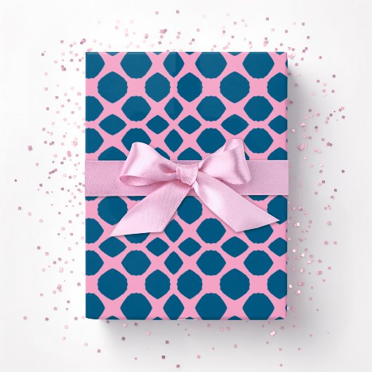 Netta Twist Lattice in Pink and Deep Aqua Cadeaupapier