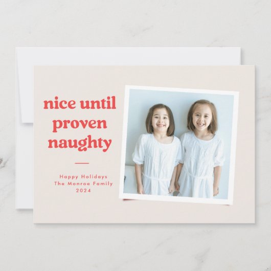 Nette tot ondeugende fotokaart - rood feestdagenkaart (Voorkant)