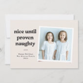 Nette tot ondeugende fotokaart - zwart feestdagenkaart (Voorkant)