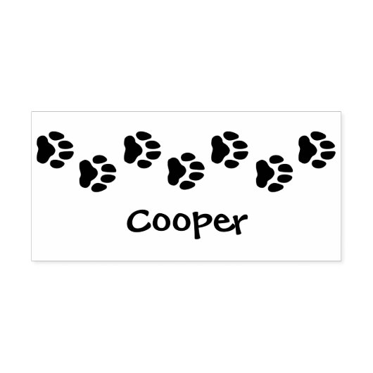 Nette Trail of Dog Paw Prints Met Naam Rubberstempel (Afrduk)
