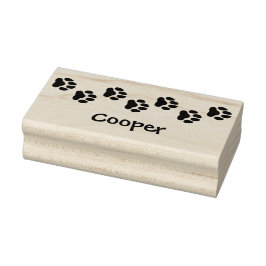 Nette Trail of Dog Paw Prints Met Naam Rubberstempel
