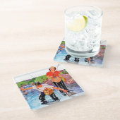 Netting A Fish door R.J. Cavaliere Glazen Onderzetter (Schuin)