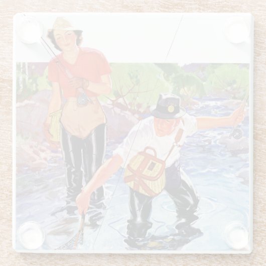 Netting A Fish door R.J. Cavaliere Glazen Onderzetter (Achterkant)