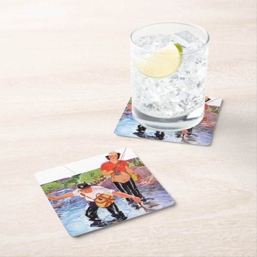 Netting A Fish door R.J. Cavaliere Kartonnen Onderzetters (Insitu)