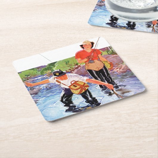 Netting A Fish door R.J. Cavaliere Kartonnen Onderzetters (Schuin)