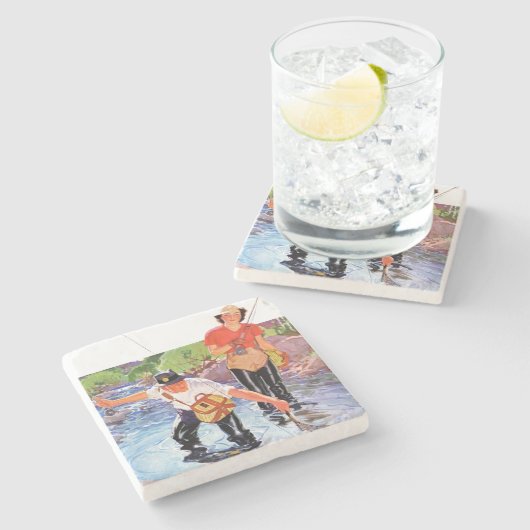 Netting A Fish door R.J. Cavaliere Stenen Onderzetter (Zijkant)