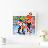 Netting A Fish door R.J. Cavaliere Vierkante Klok (Huis)