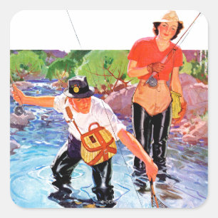 Netting A Fish door R.J. Cavaliere Vierkante Sticker
