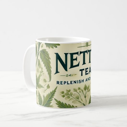 Nettle Tea AI art Koffiemok (Voorkant links)
