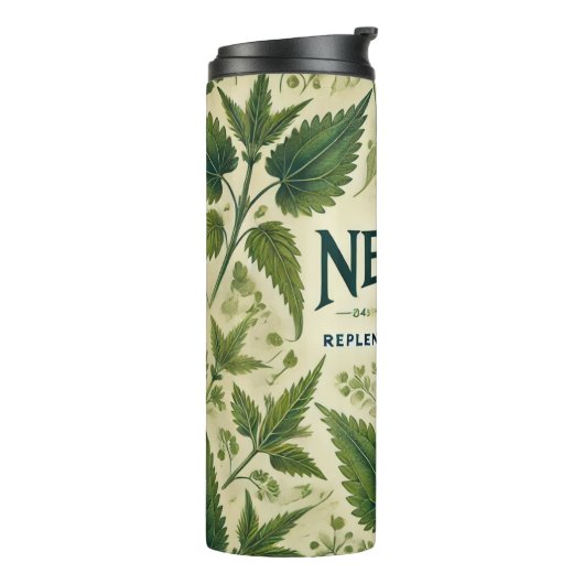 Nettle Tea Design AI-kunst Thermosbeker (Gedraaid links)